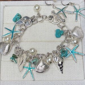 Silver and Turquoise Charm Bracelet